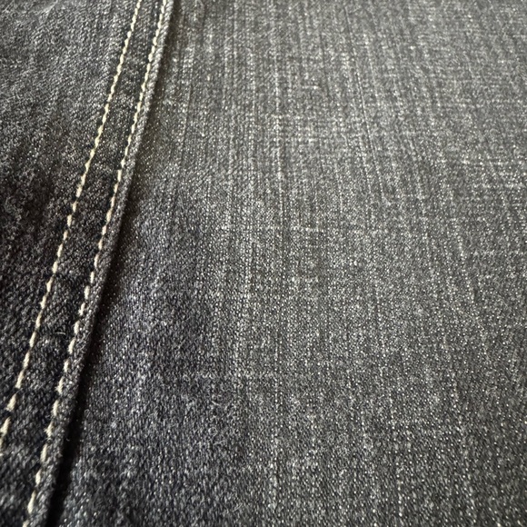 Vintage 1980 MOTTO black denim midi skirt trumpet flounce fit-n-flare women’s 12 - Picture 6 of 15